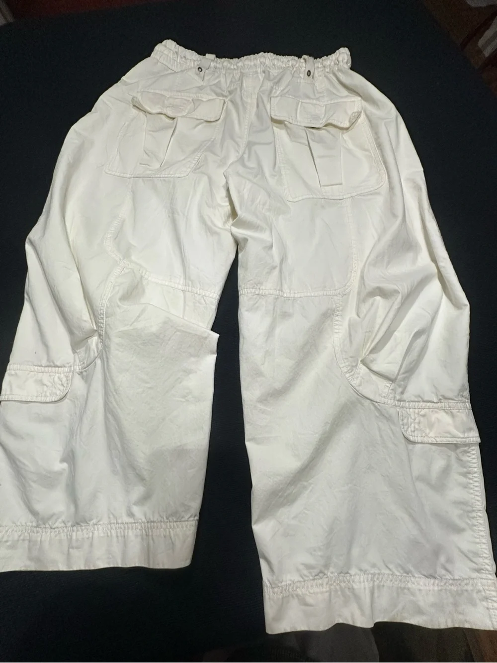 Free People We The Free L /LG Onset Pull-On Parachute Balloon Cargo Pants CREAM